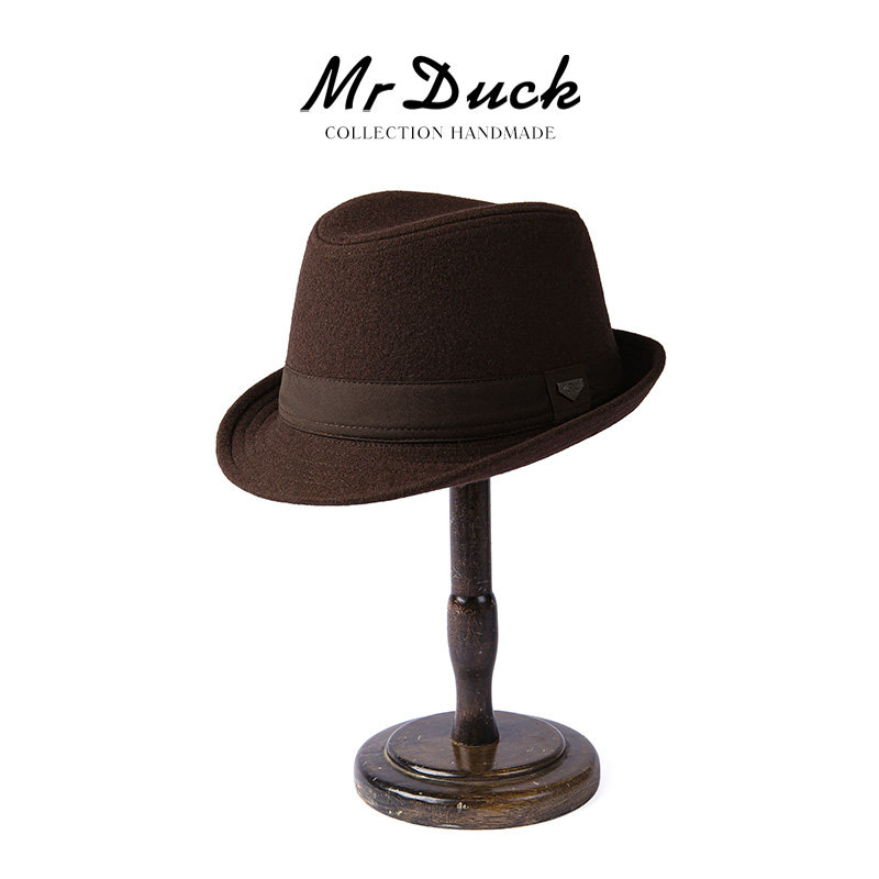mrduck高温定型卷边羊毛礼帽男款