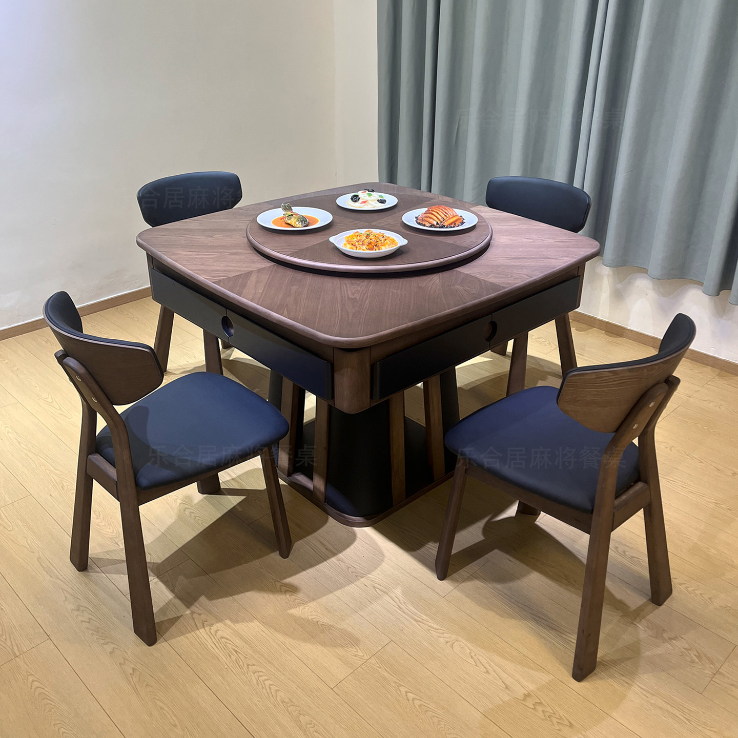 中古风实木麻将桌餐桌可定制图片