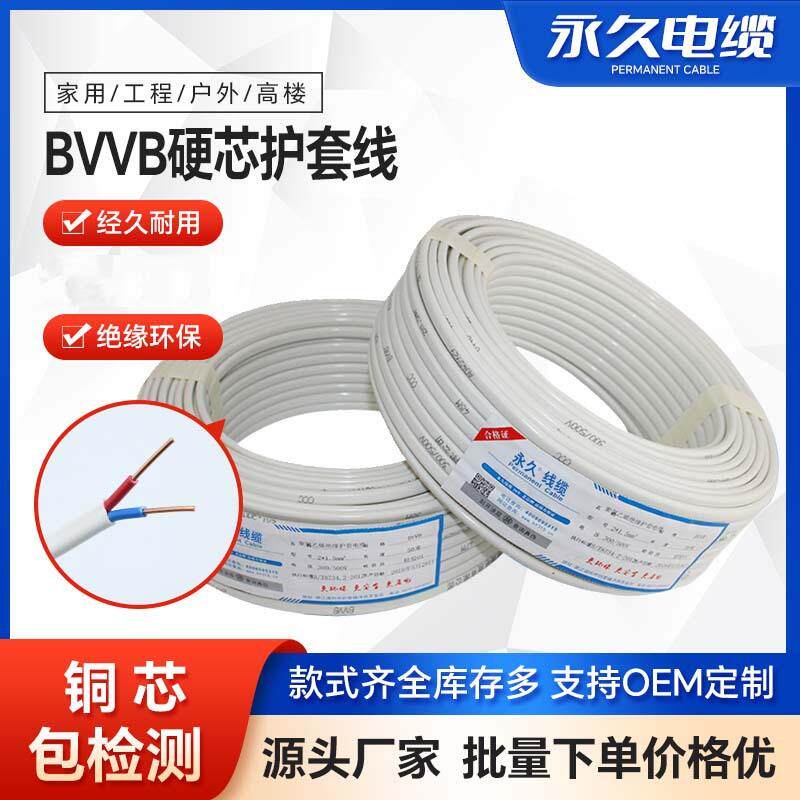 BVVB护套线电缆线2芯纯铜电源线t扁线国标铜芯电线4平方硬护套线