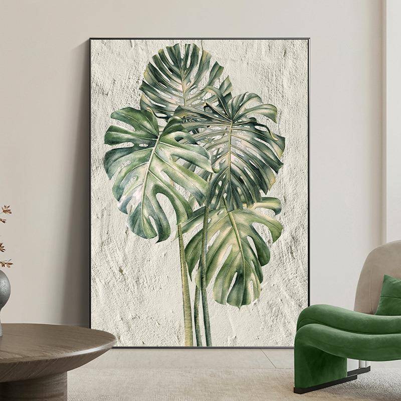 赤贫侘寂风装饰画客厅肌理感花朵沙发背景墙落地画大尺寸挂画厂家