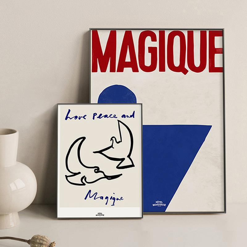 克莱因蓝简约抽象斗柜桌面摆画北欧抽象卧室床头挂画小众餐厅挂画