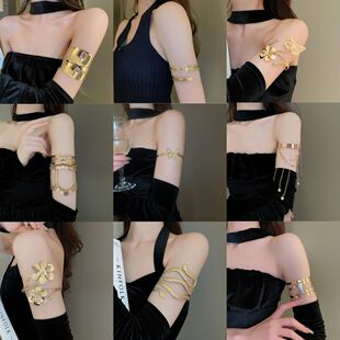 跨境新款开口臂环金色开口手镯手腕饰品大臂上臂手饰时尚百搭手环