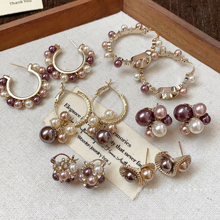 法式 复古缠绕扭曲珍珠耳钉简约优雅气质耳环轻奢高级感小众耳饰女