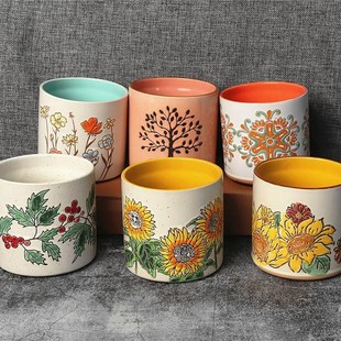 创意陶瓷筷子筒筷笼子工具筒子手绘毛笔笔K筒大容量桌面文具收纳