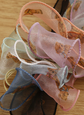 Bear Organza Cartoon Ribbon 40mm 70mmJ 200Yards Chiffon Silk