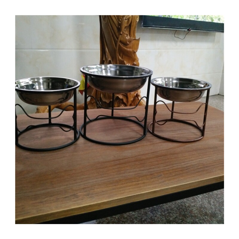 新品铁艺圆型不锈钢狗食架金毛等中大型I犬宠物碗盆猫狗食架碗盆