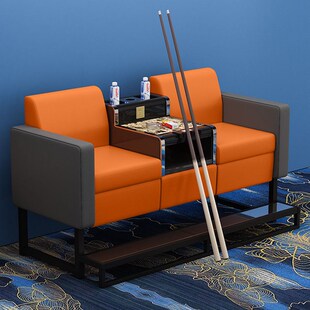 新款高档台球沙发观球椅双t人球馆桌椅一体组合三人台球厅休息专