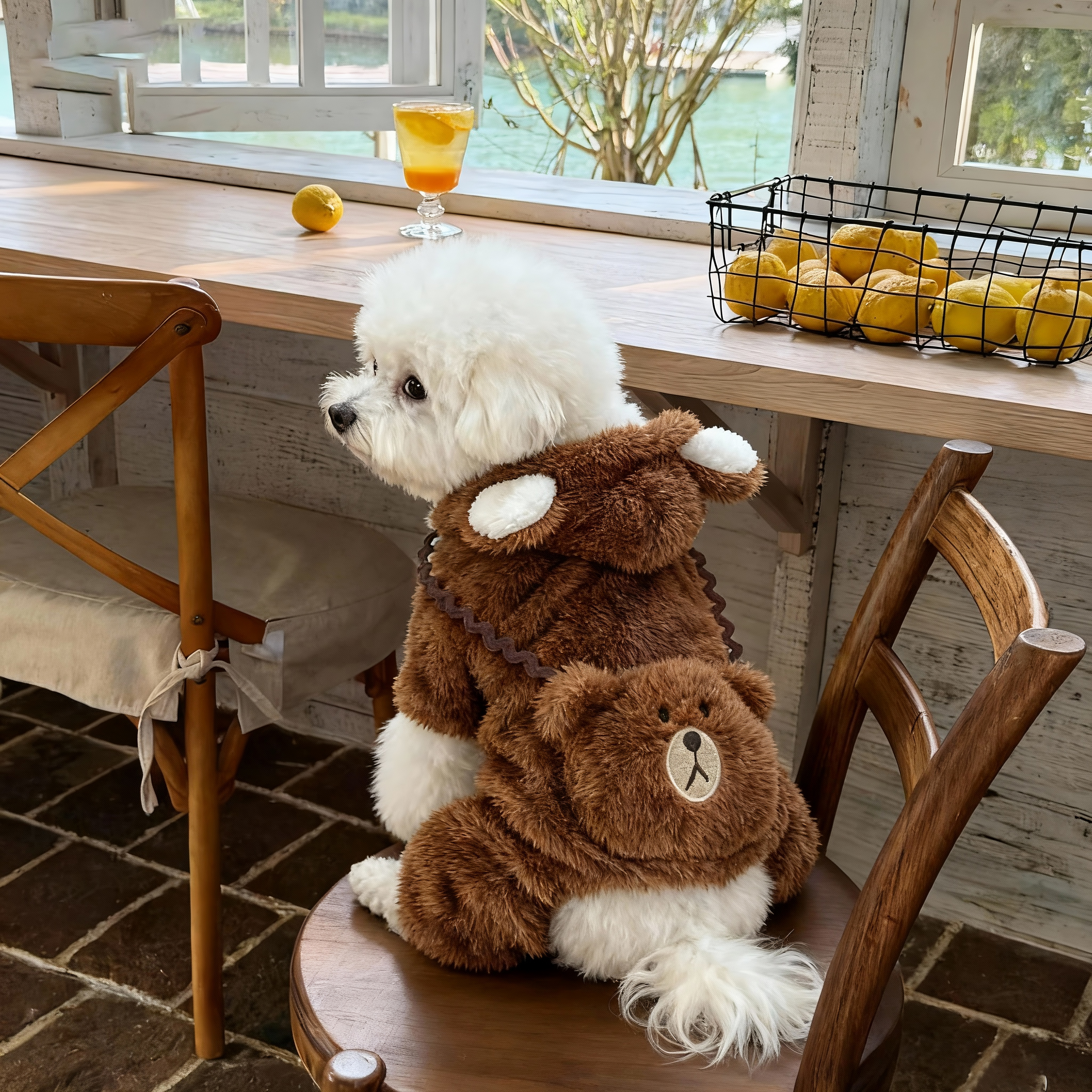 狗狗衣服秋冬款保暖口袋毛熊