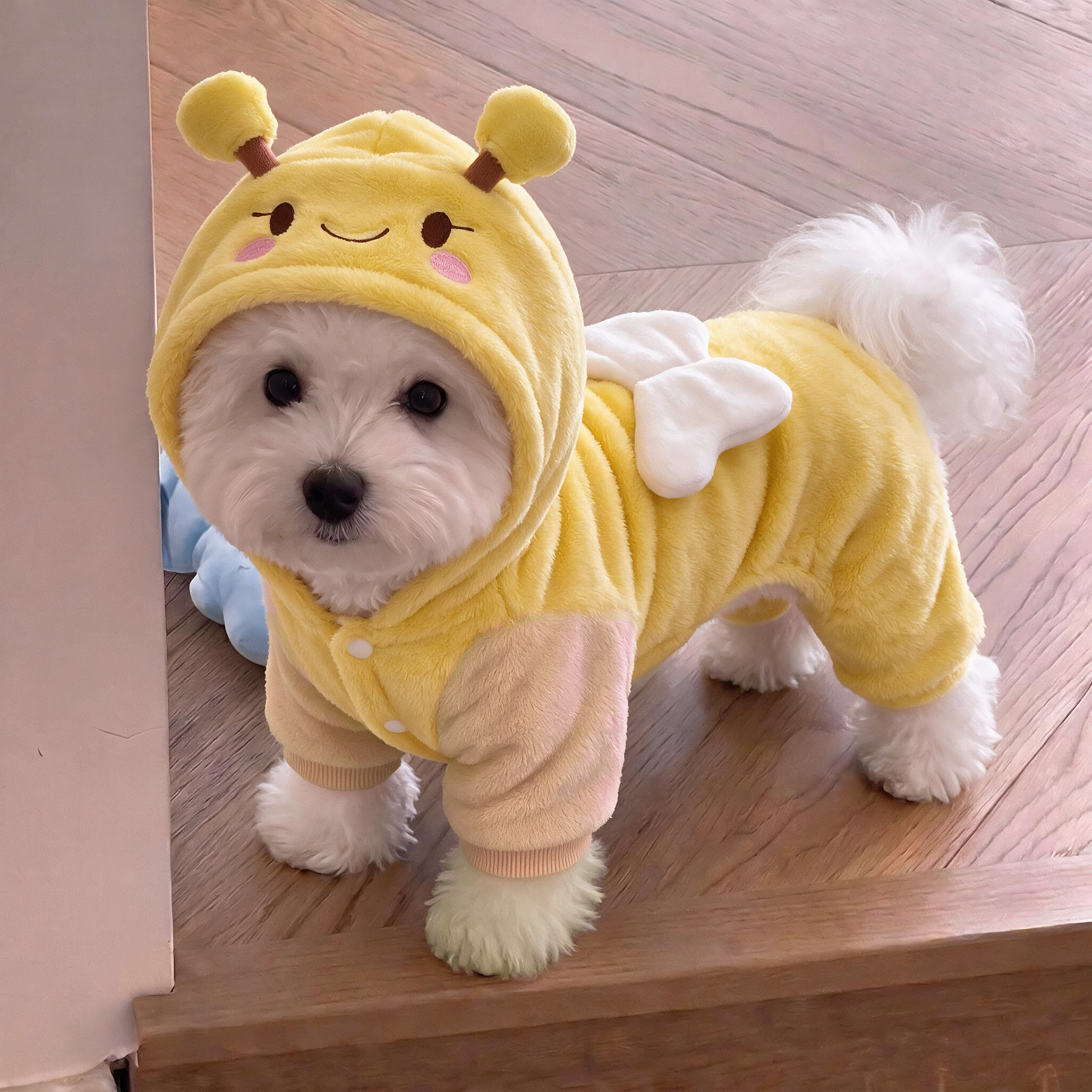 狗狗衣服秋冬款蜜蜂四脚衣可牵引