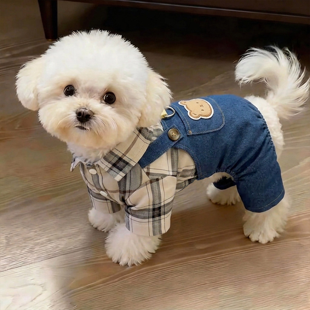 狗狗衣服薄款背带裤可牵引四脚衣图片
