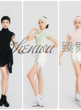 夏女童拉丁螺纹绑带短裙练功服