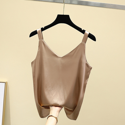 新品2022 New Fashion Tank ops WomeEn Satin Silk White Spaghe
