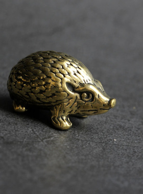 极速实心a纯黄铜办公桌面小摆件刺猬古铜茶宠饰品工艺品礼品手把