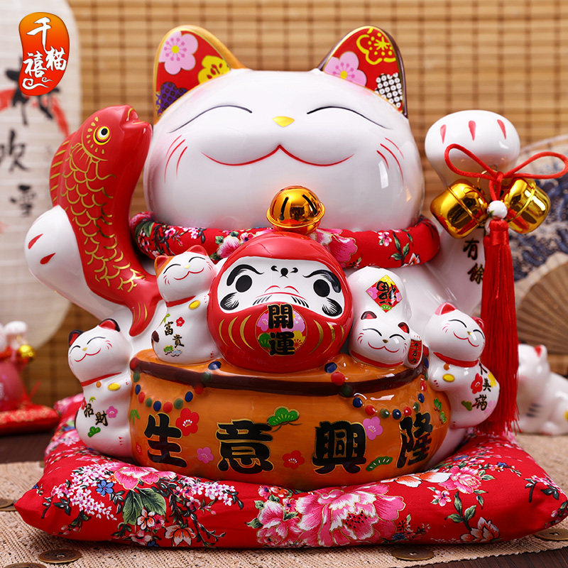 新品招财猫摆件开业礼品店铺w家居客厅储蓄罐超大号发财猫陶瓷存