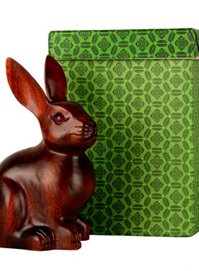 新品天然桃木兔子摆件木r雕12生肖兔木质属兔大号桌面可爱家居饰