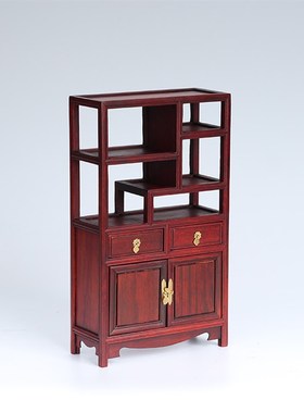 极速红木雕工艺品微型家v具模型缩酸枝木古典小书柜小摆件
