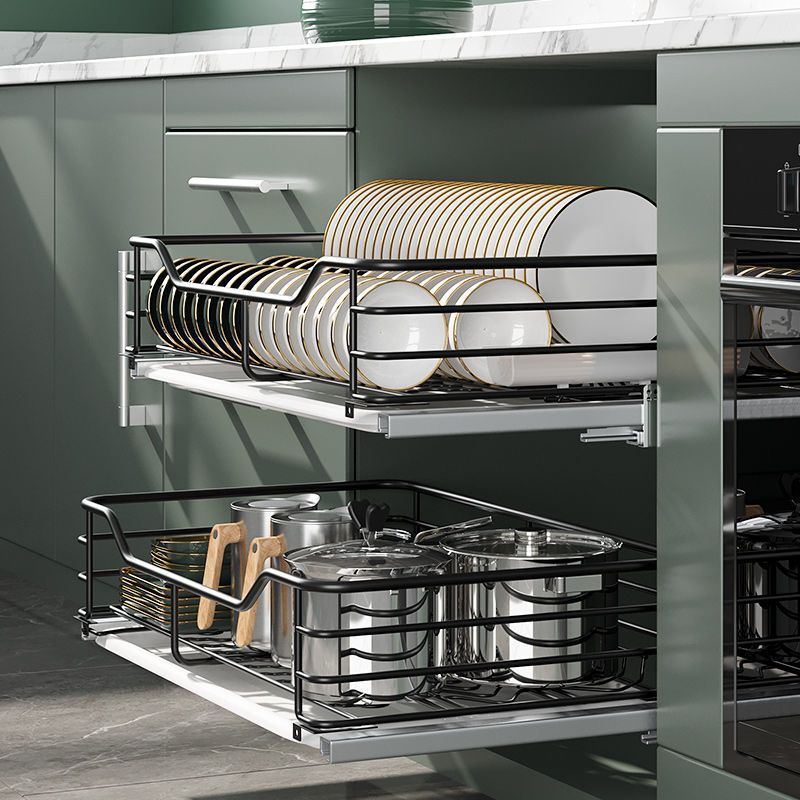 极速厨房拉篮橱柜碗篮304不锈A钢双层抽屉式调味料碟碗柜家用收纳
