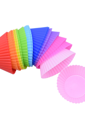 极速12pcs Silicone Cake Mold Round Muffin CuOpcake Baking Mo