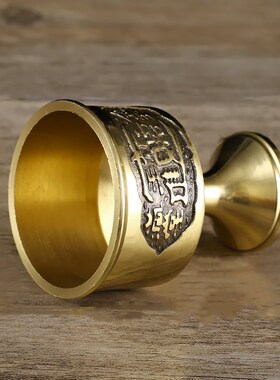 新品财神爷摆件家用铜杯供水的杯B子供杯铜酒杯水杯上供供奉摆供