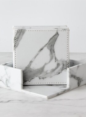 极速北欧杯垫insl风  大理石纹皮革杯垫套装 圆形方形隔热垫 餐垫