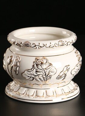 新品佛台供水杯陶瓷o描金莲花圣水杯家用观音水杯供佛杯贡杯 供奉