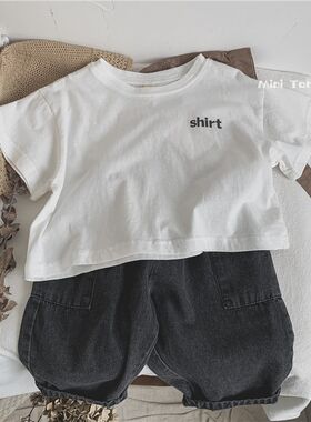 新品版型赞~韩范儿童大口袋水洗复古牛仔裤M男女宝宝垮裤长裤子春