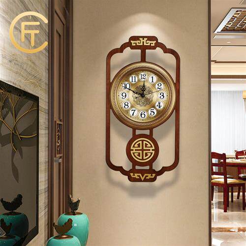 极速积匠客厅g玄关纯铜挂钟餐厅新中式钟表家用约挂墙店面装饰品