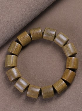 新品绿檀1.5手串刻字佛珠印y尼沉香手链男女士情侣款檀木老型桶珠