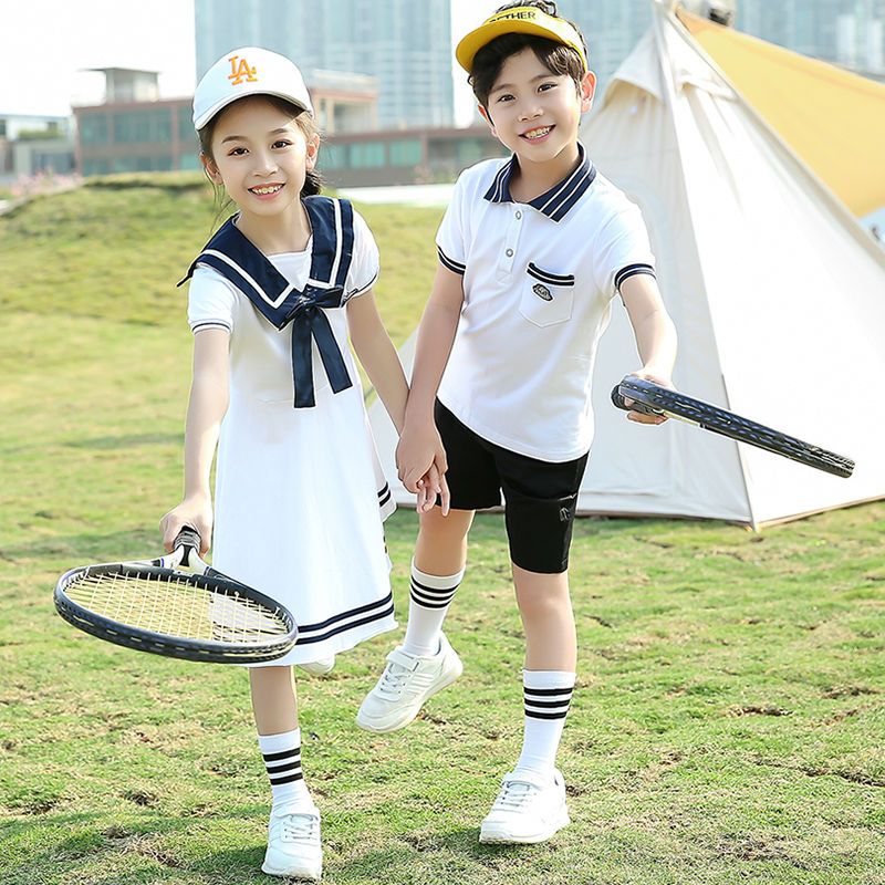 新品幼儿园园服夏装儿童毕业照z拍照服装小学生班服海军风合唱表