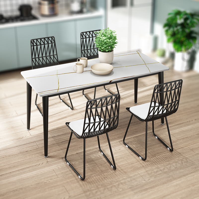 极速北欧轻奢风岩板餐桌椅组合z简约现代长方形家用小户型后现代