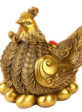 新品铜母鸡摆件金l鸡下蛋孵蛋母鸡创意家居装饰客厅玄关酒柜装饰