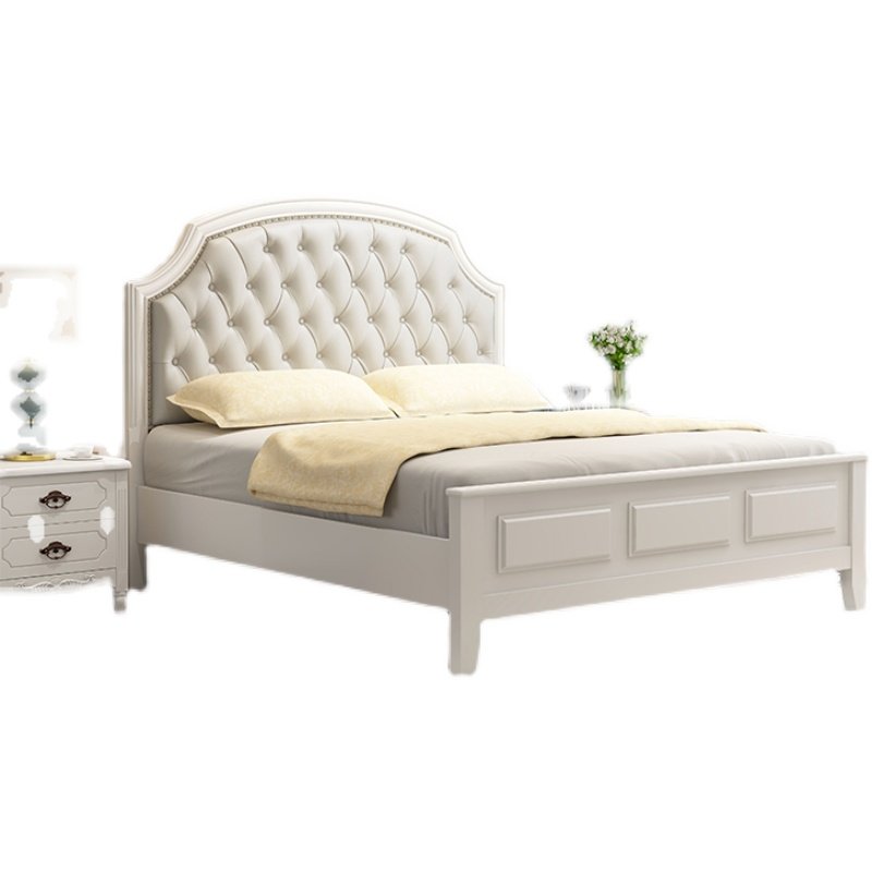 极速实木牀现代简约1.5米1.8m双人牀橡L木轻奢软包经济型美式主卧