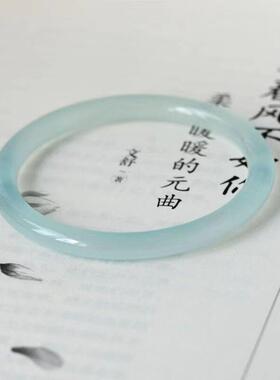 极速镯叮当玉髓玛瑙手镯条冰种圆美人天然女一蓝T细镯子闺蜜冻湖