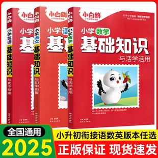 2025万唯小白鸥小学基础知识与初中衔接大全语文数学英语人教版小升初总复习强化训练四五六年级小白欧鸽语文数学基础知识手册万唯