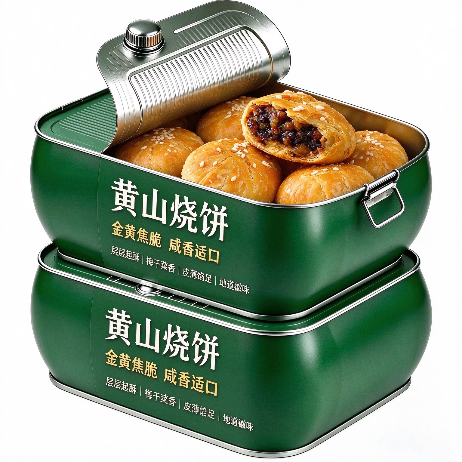 黄山烧饼梅干菜扣肉馅酥饼安徽特产手工现烤解馋正宗休闲小吃早餐