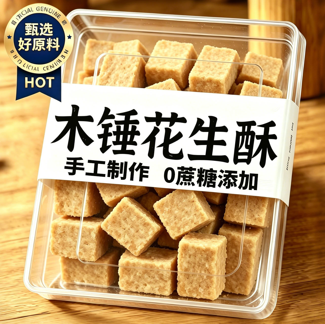 老式木锤花生酥无蔗糖安徽特产巢湖传统即食茶点小吃零食旗舰店