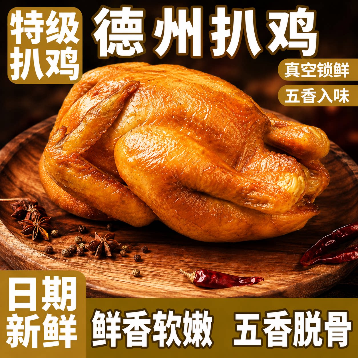 山东德州特级五香脱骨扒鸡官方旗舰店中华老字号真空开袋即食烧鸡图片