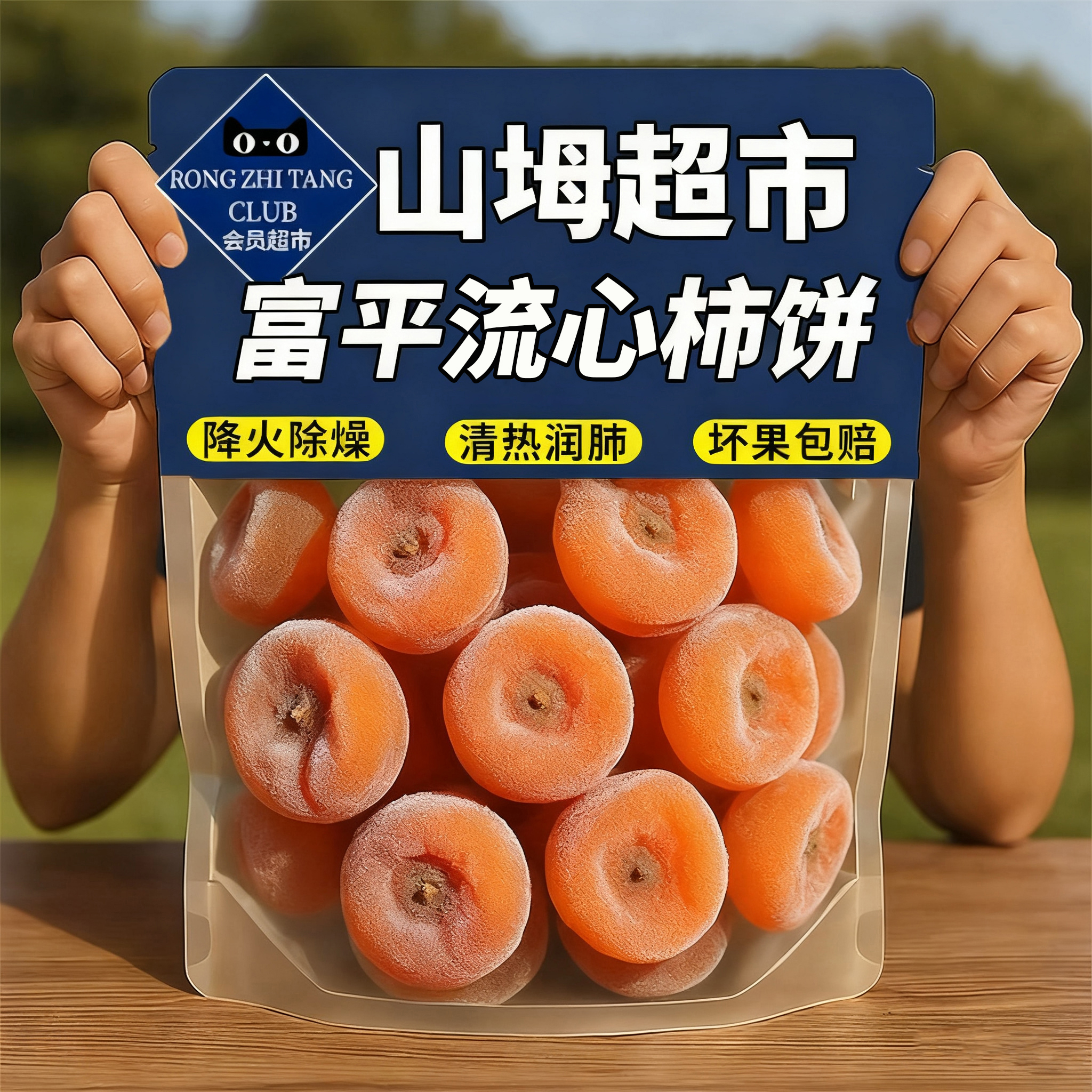 山坶特级富平流心柿饼官方旗舰店正宗独立包装霜降流心吊柿子饼
