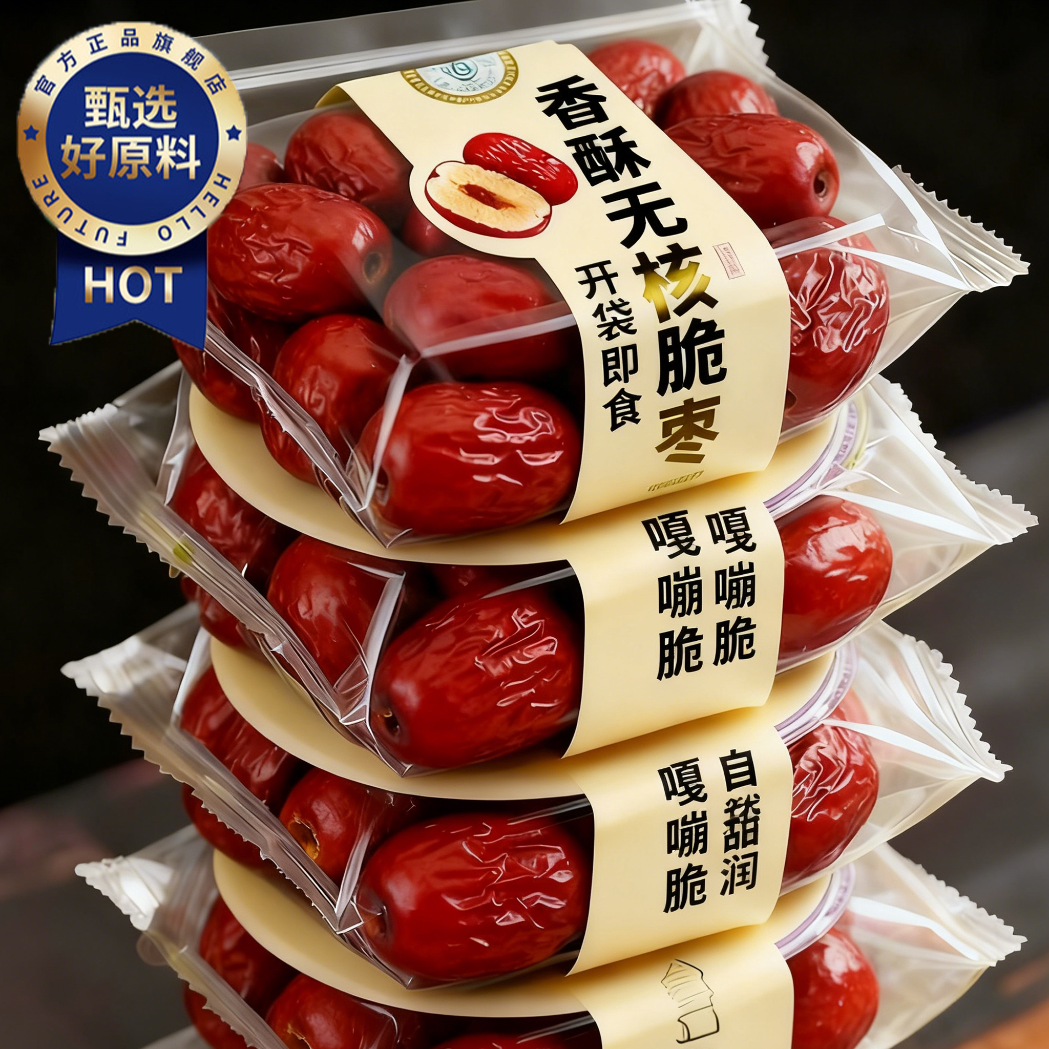 央妈推荐香酥脆枣无核酥脆灰枣红枣干去核网红嘎嘣脆小包装小零食