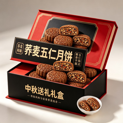 木糖醇荞麦五仁月饼旗舰店正品无糖五仁月饼0蔗糖0添加糖尿人专用