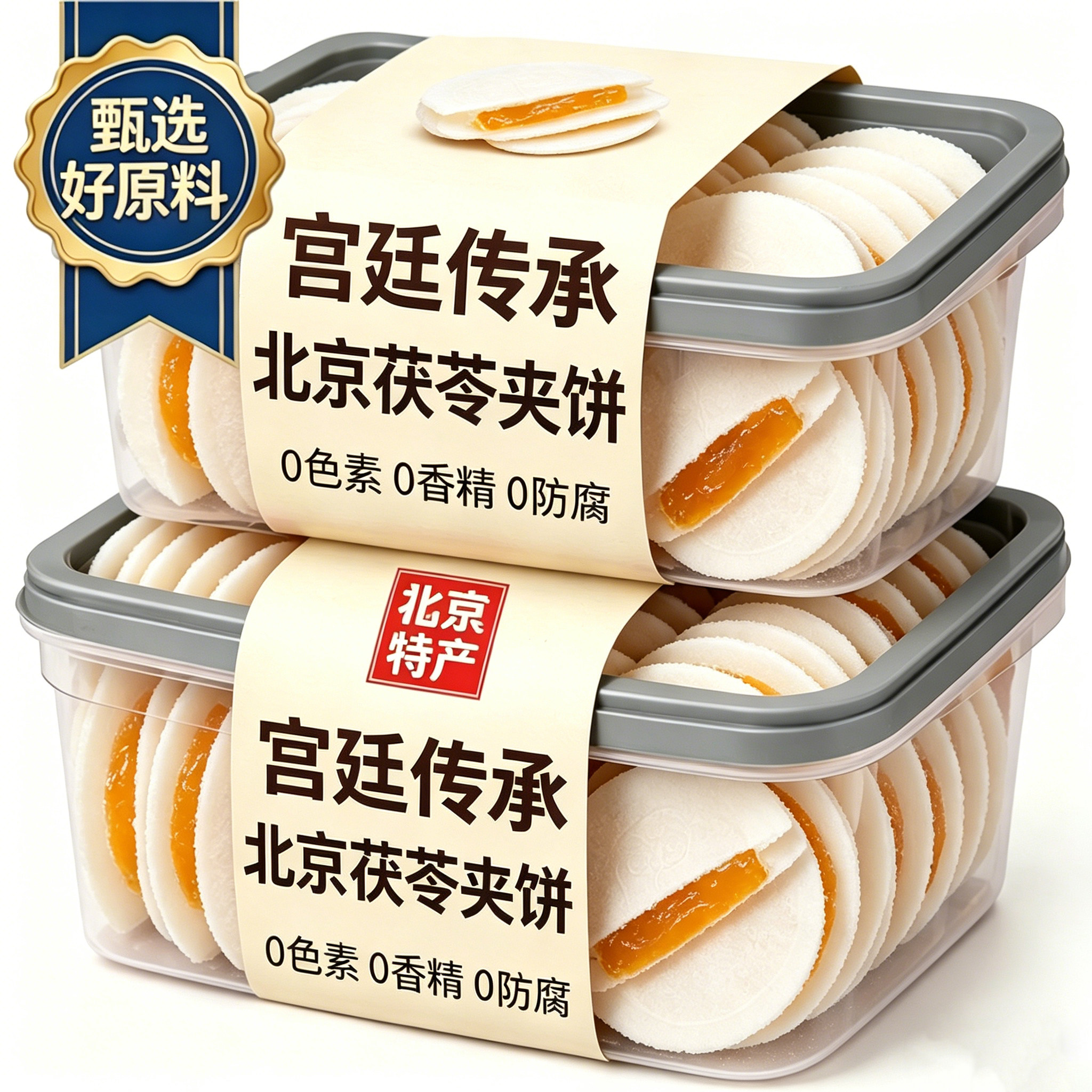 天猫严选茯苓饼北京特产茯苓夹饼正宗传统老式糕点正品官方旗舰店