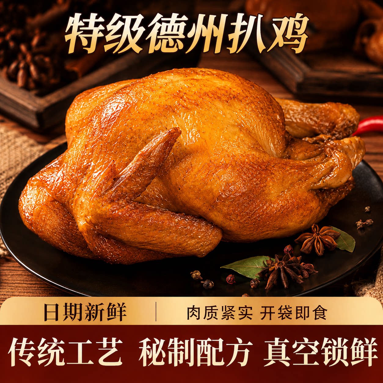 山东德州特级五香脱骨扒鸡官方旗舰店中华老字号真空开袋即食烧鸡图片