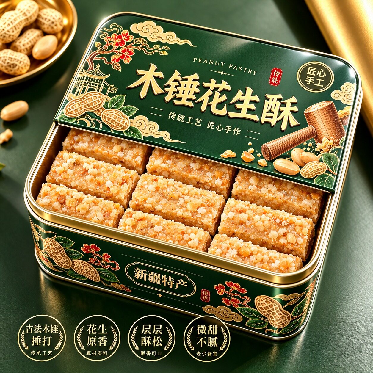 安徽正宗传统老式木锤花生酥糖官方旗舰店手工制作茶点年货零食