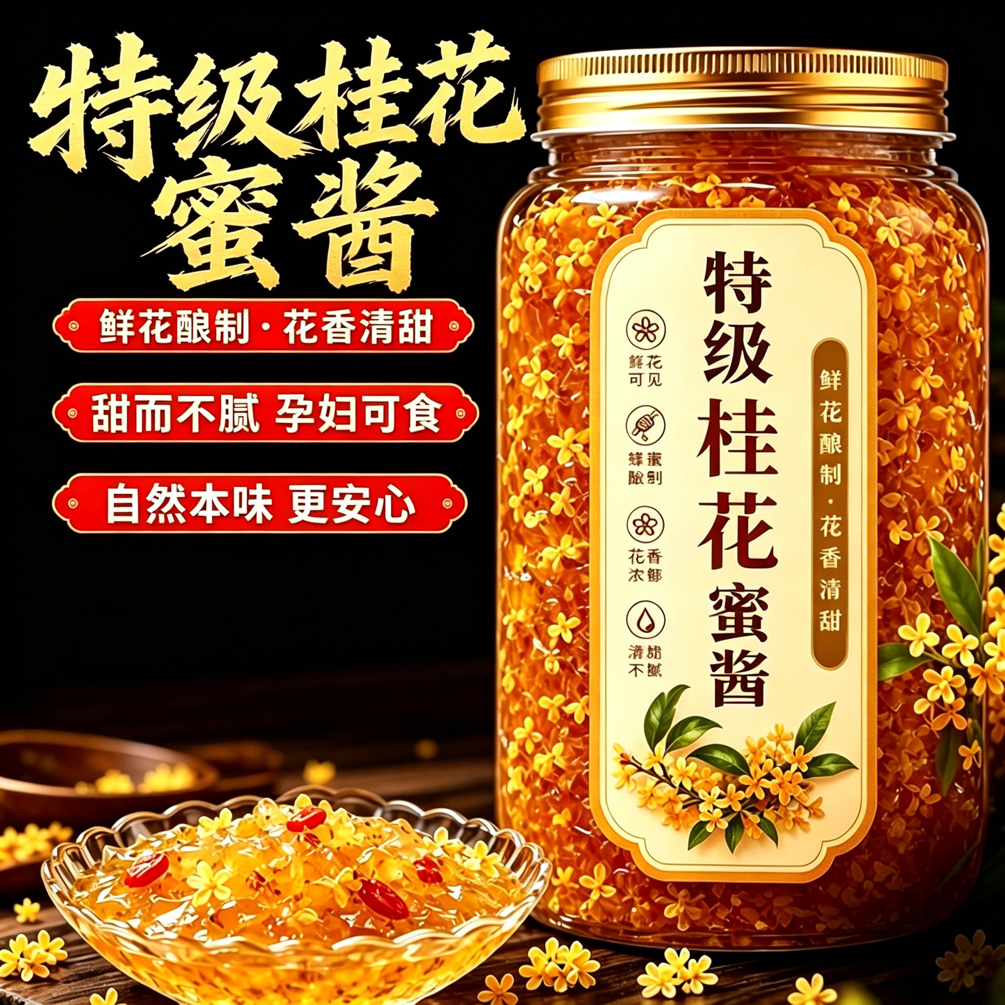 正宗桂花蜜酱0添加官方旗舰店商用桂花蜜糖浆果酱咖啡蜂蜜茉莉糖图片