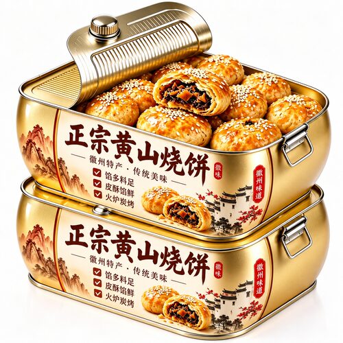 黄山烧饼安徽特产蟹壳梅干菜扣肉酥饼早餐饼干休闲零食糕点茶小吃