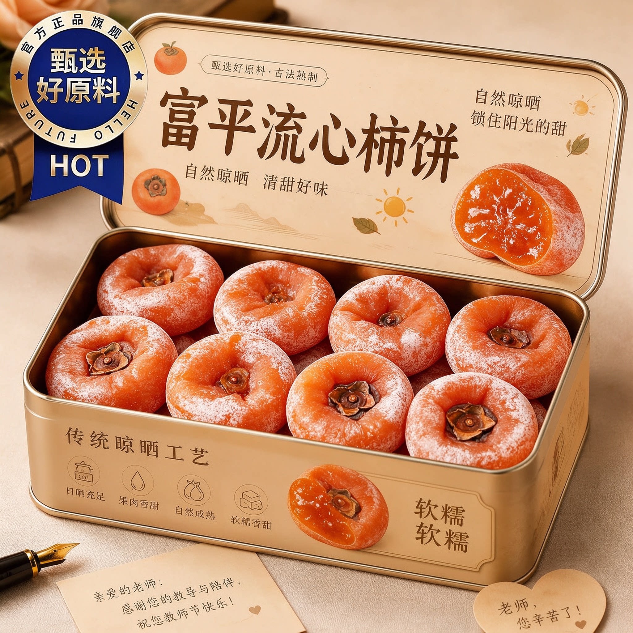 2026年正宗富平柿饼官方旗舰店新货陕西流心柿子吊柿圆饼独立包装