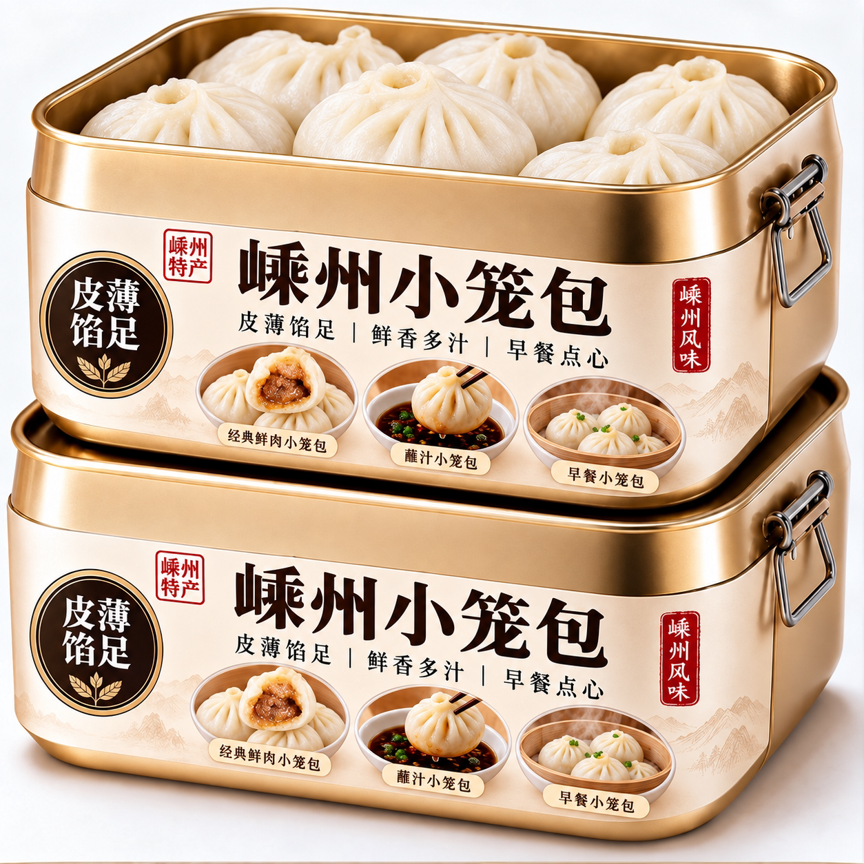 嵊州老面小笼包官方正品旗舰店早餐半成品加热即食鲜猪肉包制新货