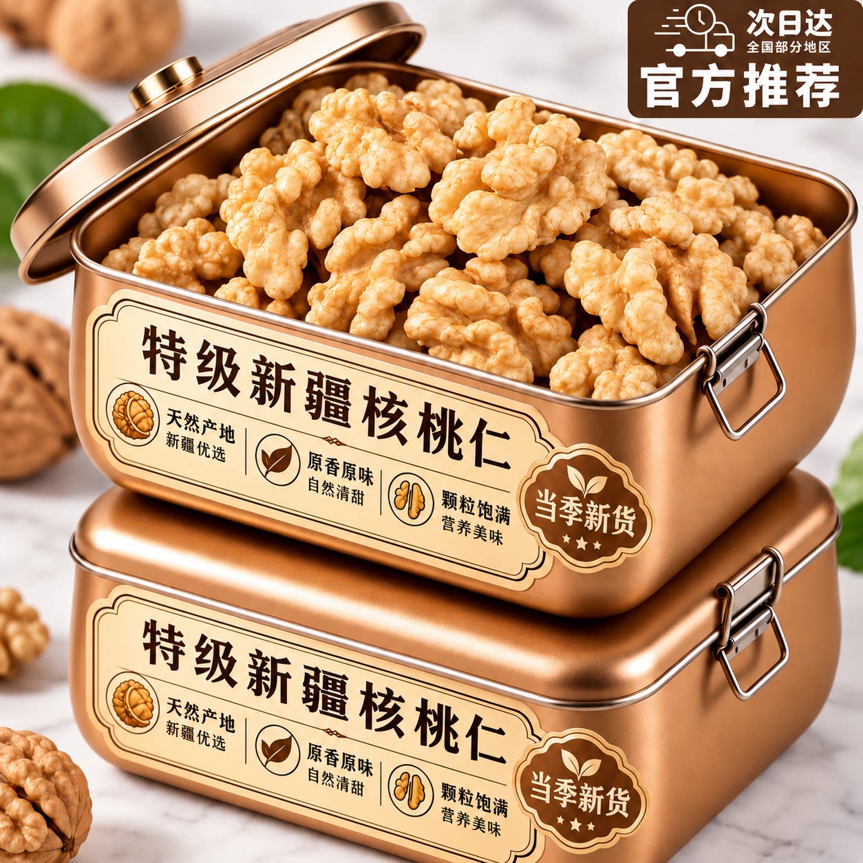 2026年新货新疆核桃仁250g罐原味生熟核桃仁孕妇儿童零食坚果炒货