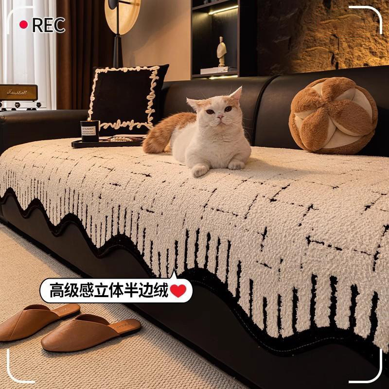防猫抓沙发垫四季通用北欧简约防滑坐垫加厚防滑布艺沙发套罩盖布
