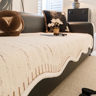 异形沙发垫2025新款秋冬季毛绒固定防滑坐垫子直排一片式沙发盖布